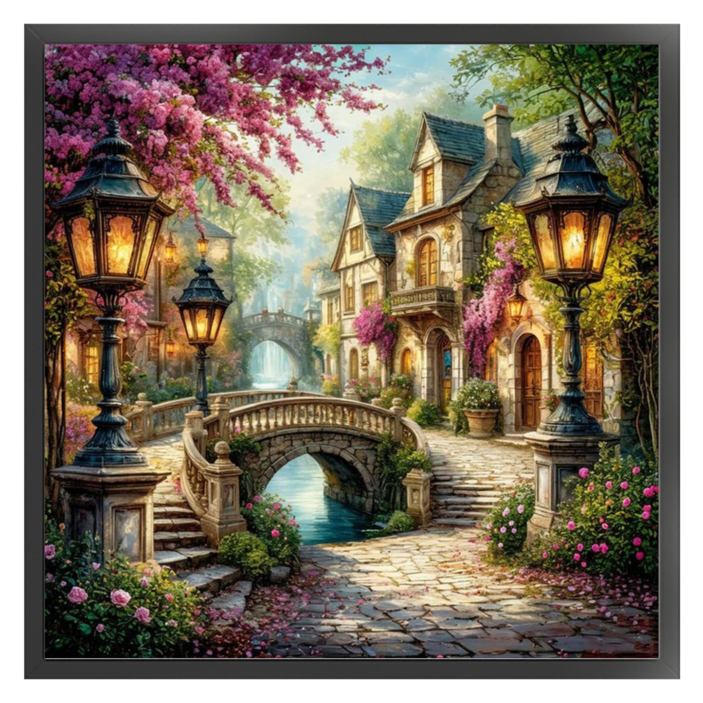 Small Town - Full 11CT Stamped Cross Stitch 50x50CM - Huacan