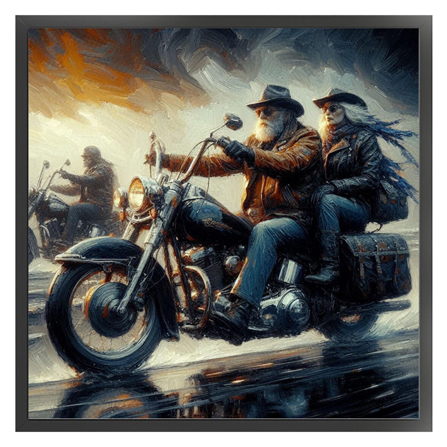 Motorcycle Trip - Full 11CT Stamped Cross Stitch 45x45CM - Huacan