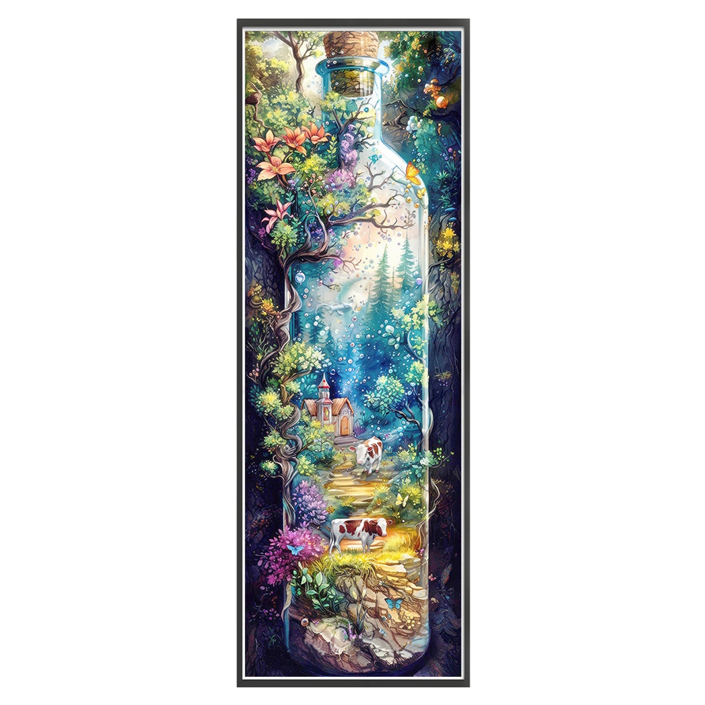 Glass Bottle Scenery - Full 11CT Stamped Cross Stitch 30x90CM - Yishu