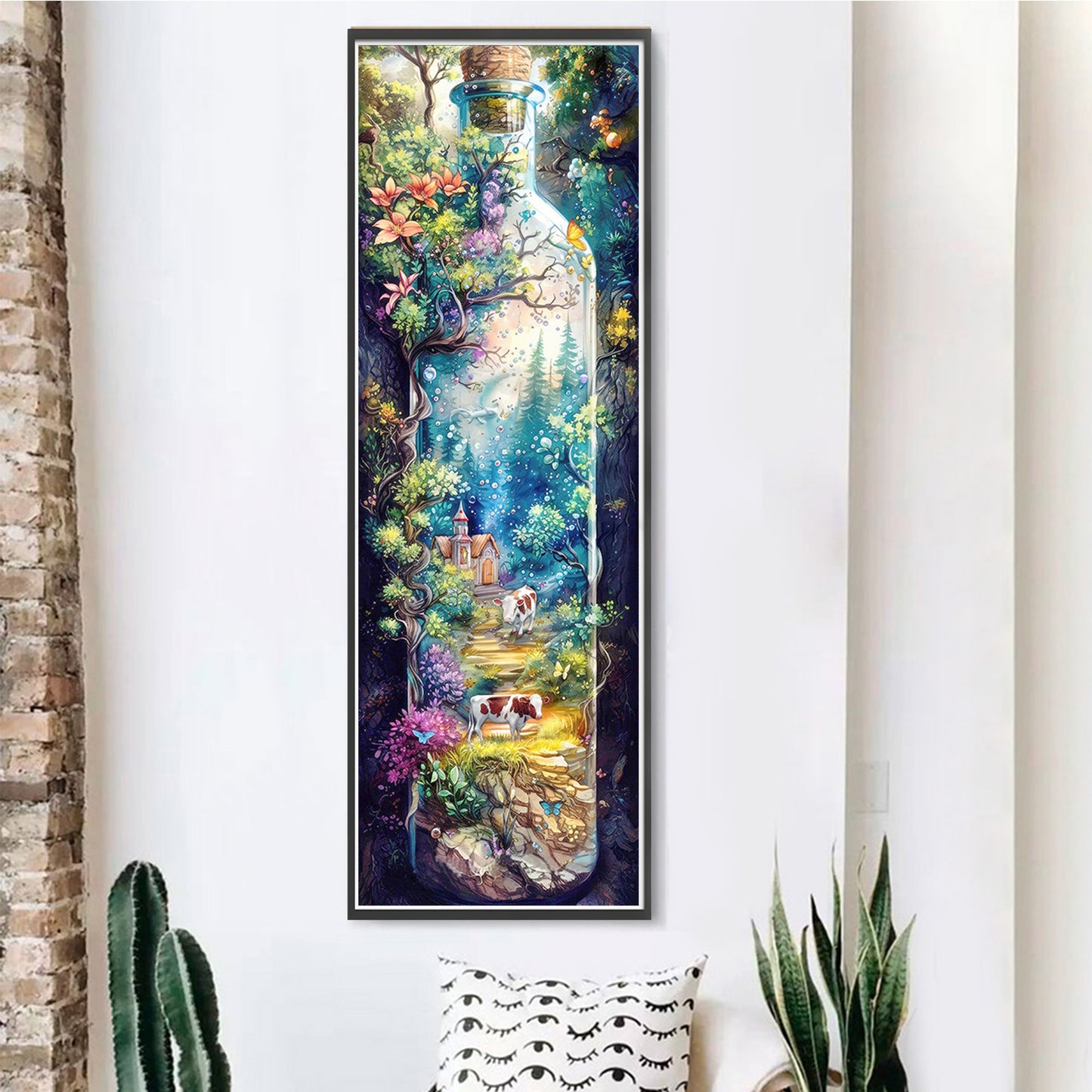 Glass Bottle Scenery - Full 11CT Stamped Cross Stitch 30x90CM - Yishu