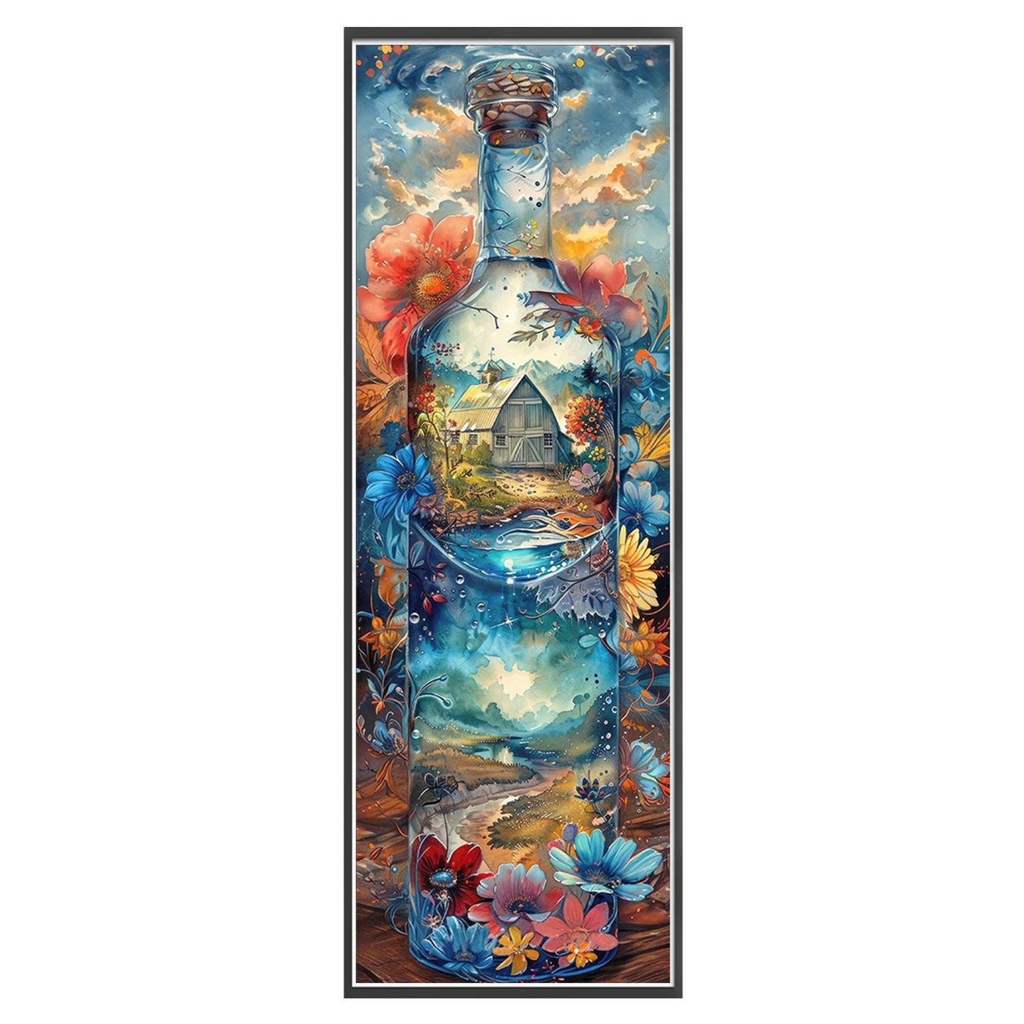 Glass Bottle Scenery - Full 11CT Stamped Cross Stitch 30x90CM - Yishu