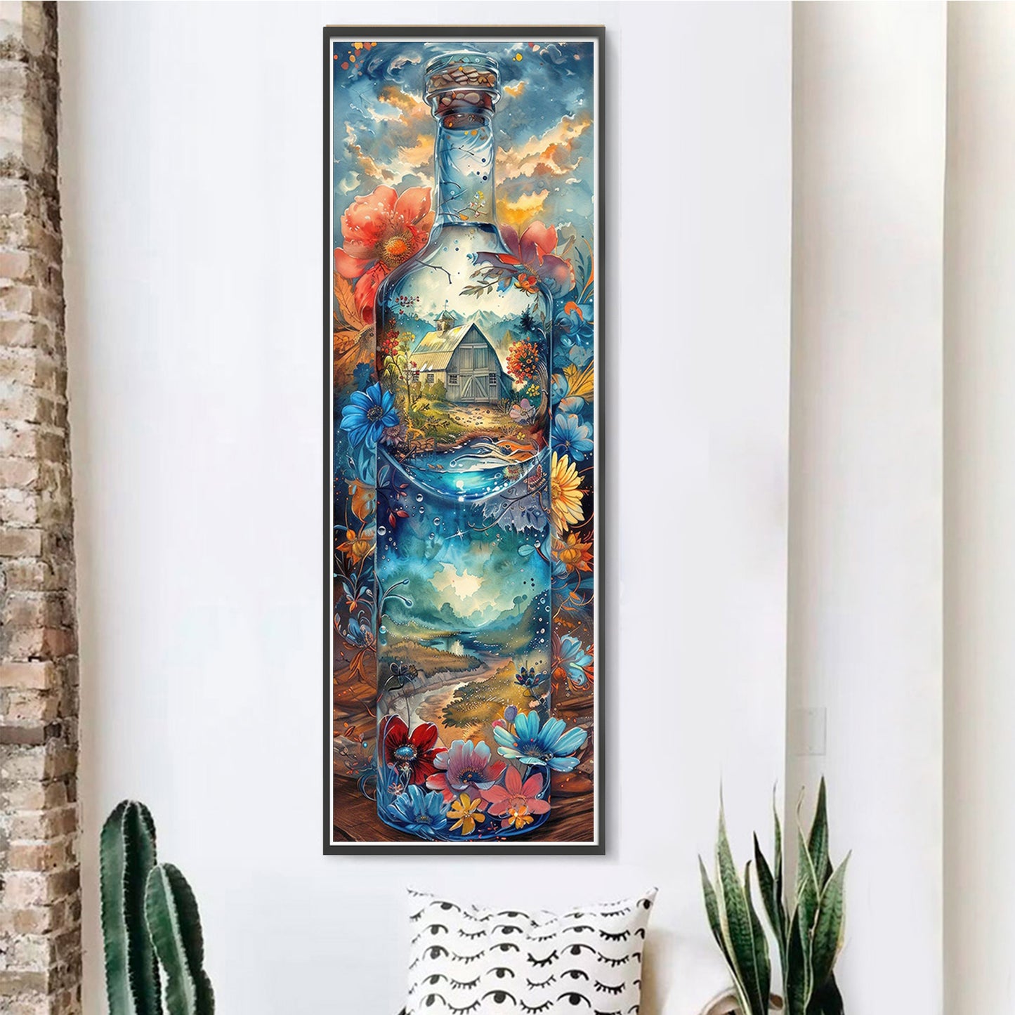Glass Bottle Scenery - Full 11CT Stamped Cross Stitch 30x90CM - Yishu
