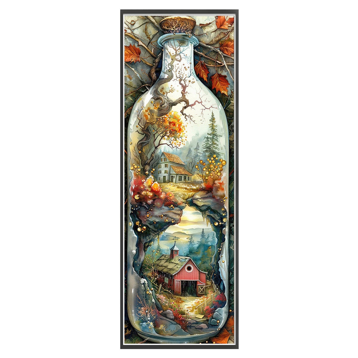 Glass Bottle Scenery - Full 11CT Stamped Cross Stitch 30x90CM - Yishu