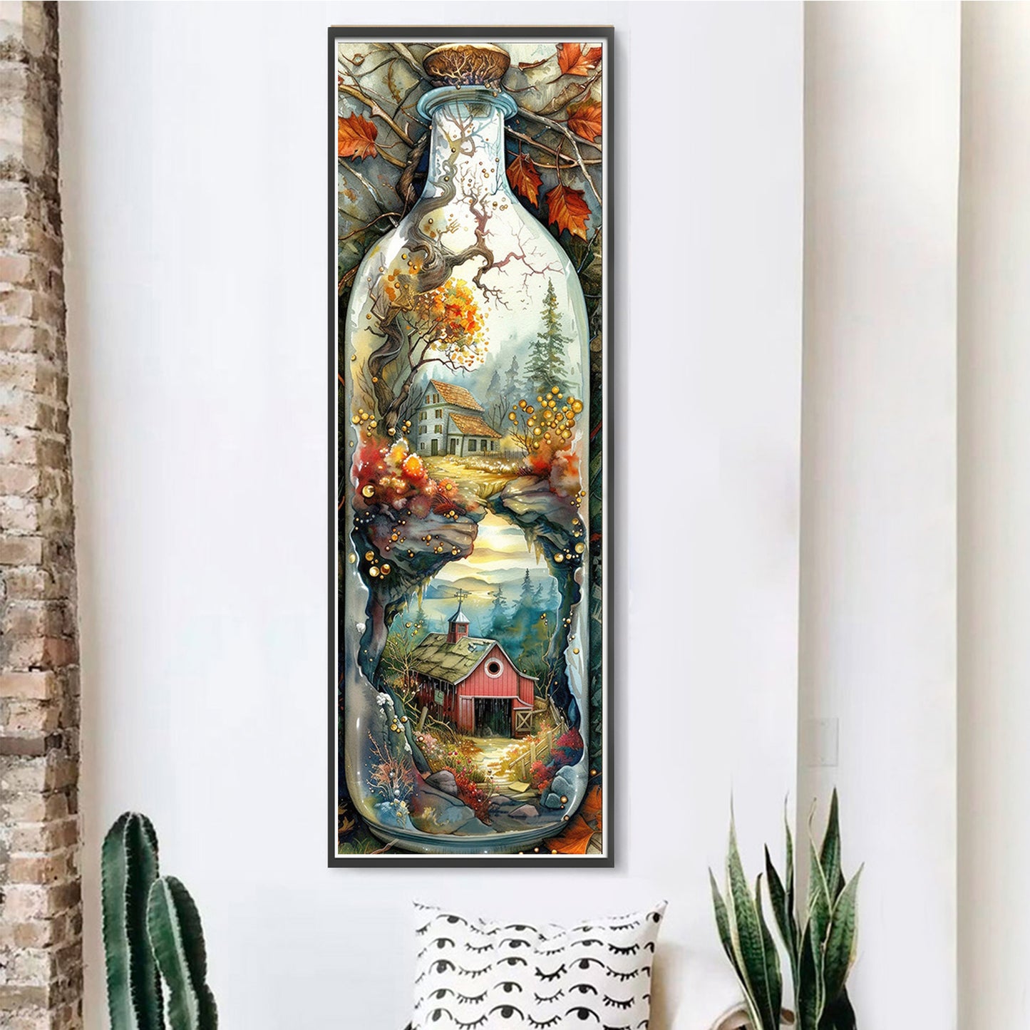 Glass Bottle Scenery - Full 11CT Stamped Cross Stitch 30x90CM - Yishu