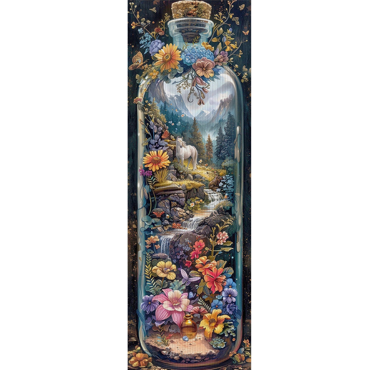 Glass Bottle Scenery - Full 11CT Stamped Cross Stitch 30x90CM - Yishu