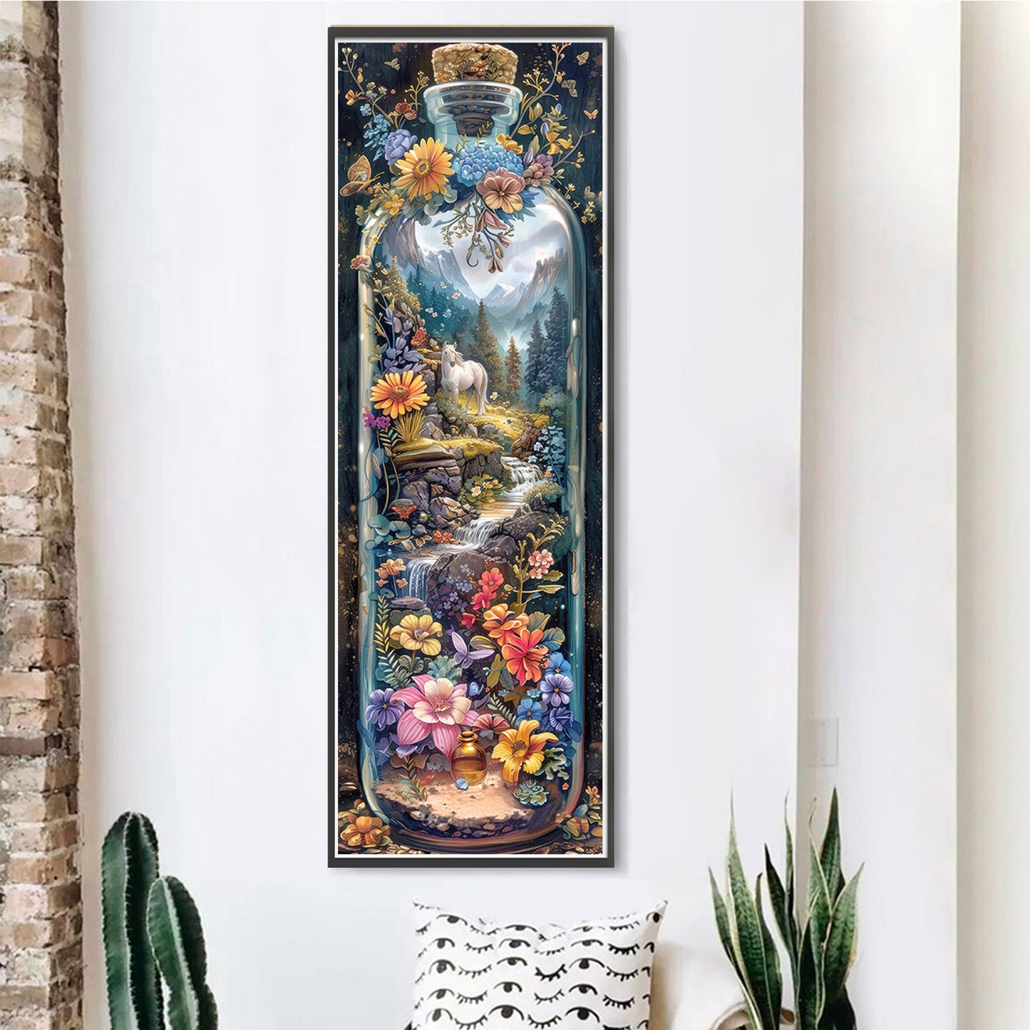 Glass Bottle Scenery - Full 11CT Stamped Cross Stitch 30x90CM - Yishu