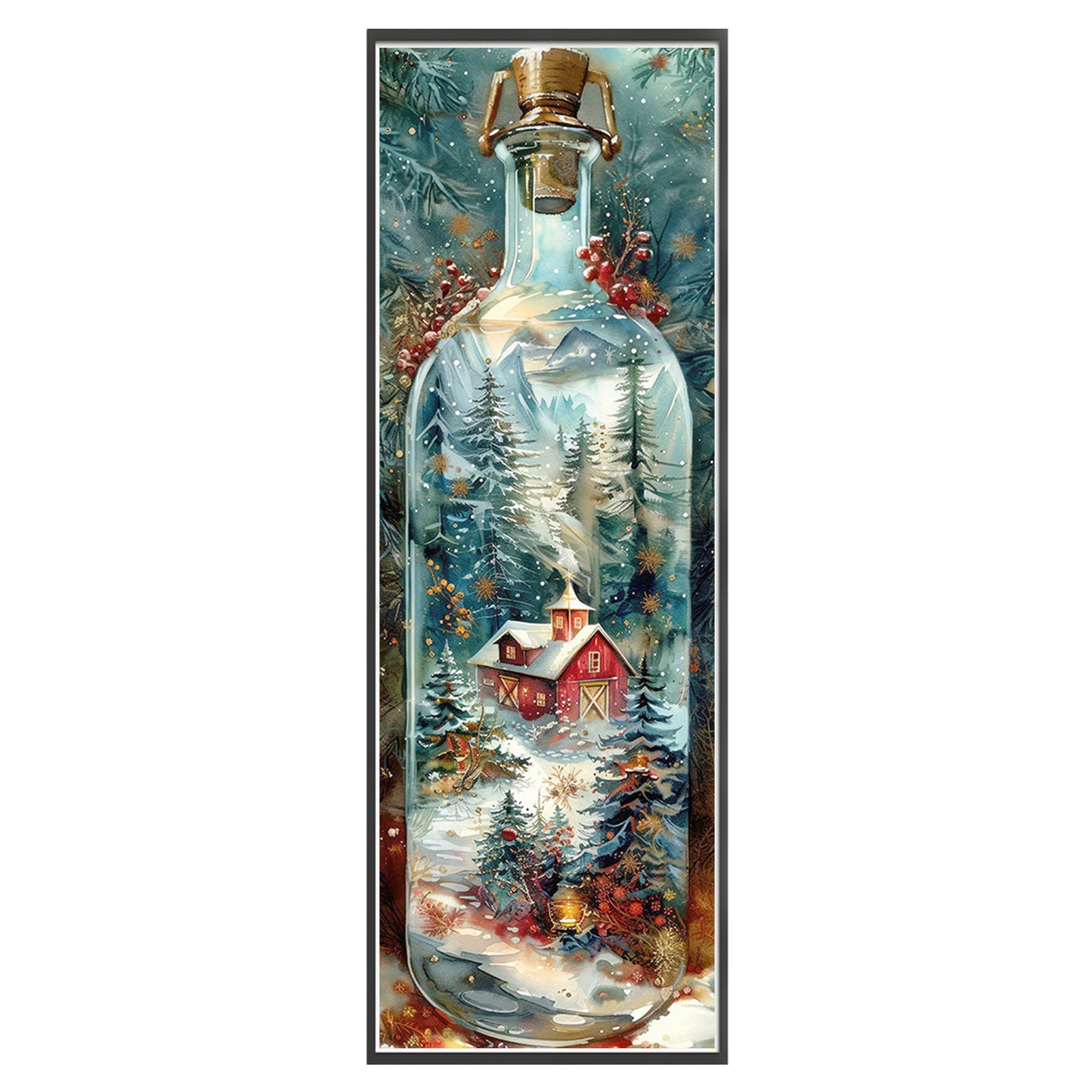 Glass Bottle Scenery - Full 11CT Stamped Cross Stitch 30x90CM - Yishu