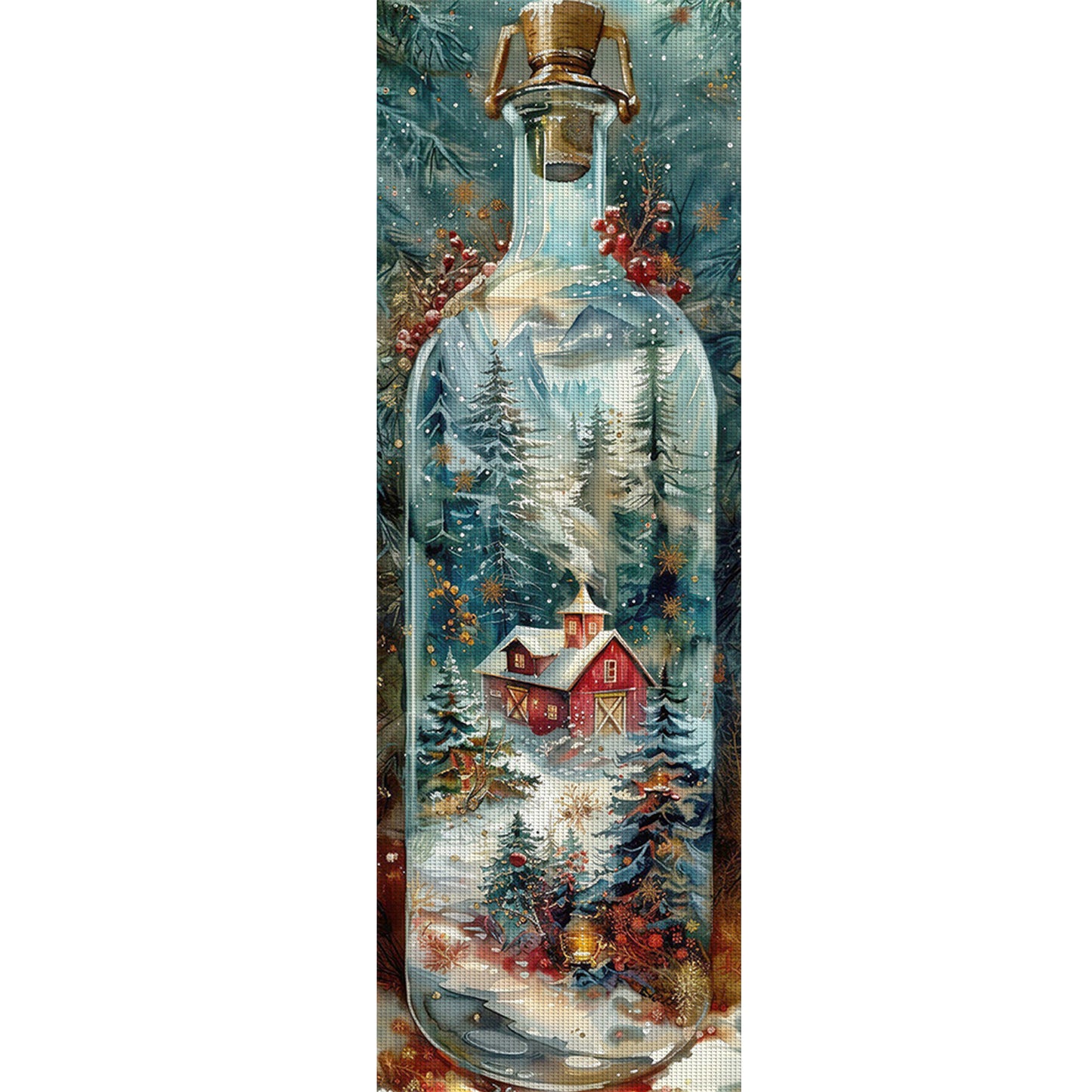 Glass Bottle Scenery - Full 11CT Stamped Cross Stitch 30x90CM - Yishu