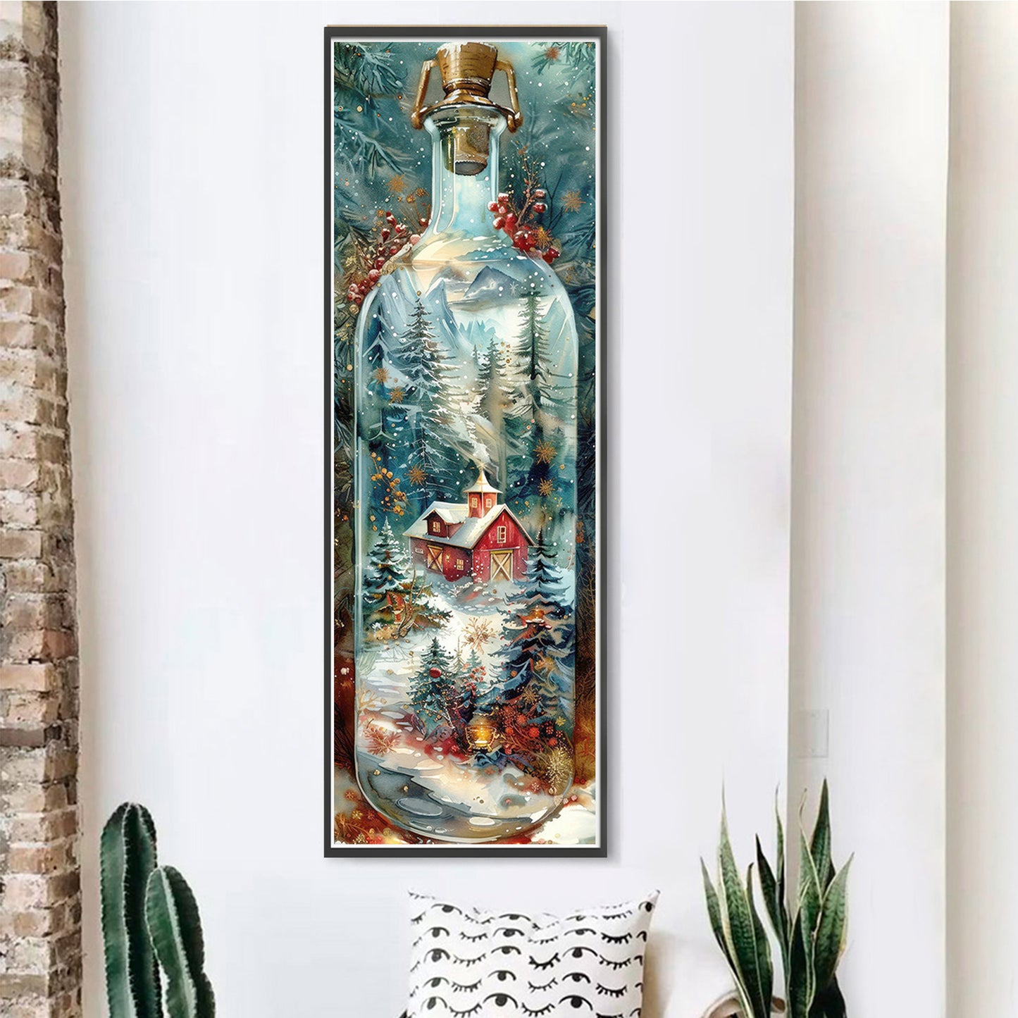 Glass Bottle Scenery - Full 11CT Stamped Cross Stitch 30x90CM - Yishu