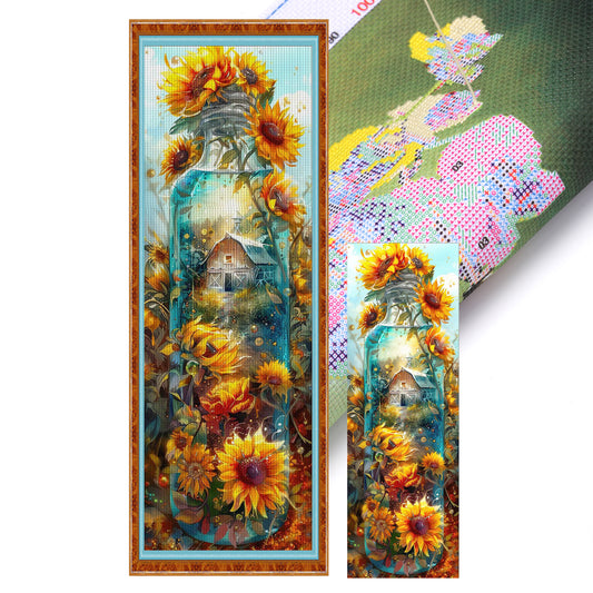 Glass Bottle Scenery - Full 11CT Stamped Cross Stitch 30x90CM - Yishu