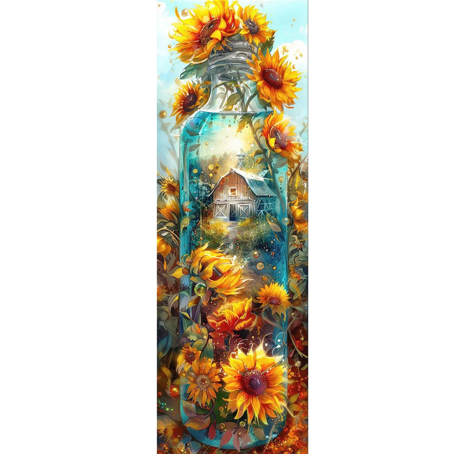 Glass Bottle Scenery - Full 11CT Stamped Cross Stitch 30x90CM - Yishu
