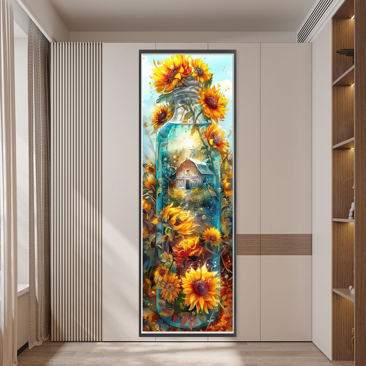 Glass Bottle Scenery - Full 11CT Stamped Cross Stitch 30x90CM - Yishu