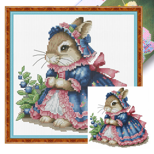 Lolita Bunny - Partial 14CT Stamped Cross Stitch 25x23CM - Joy Sunday Backstitch+Half Cross Stitch