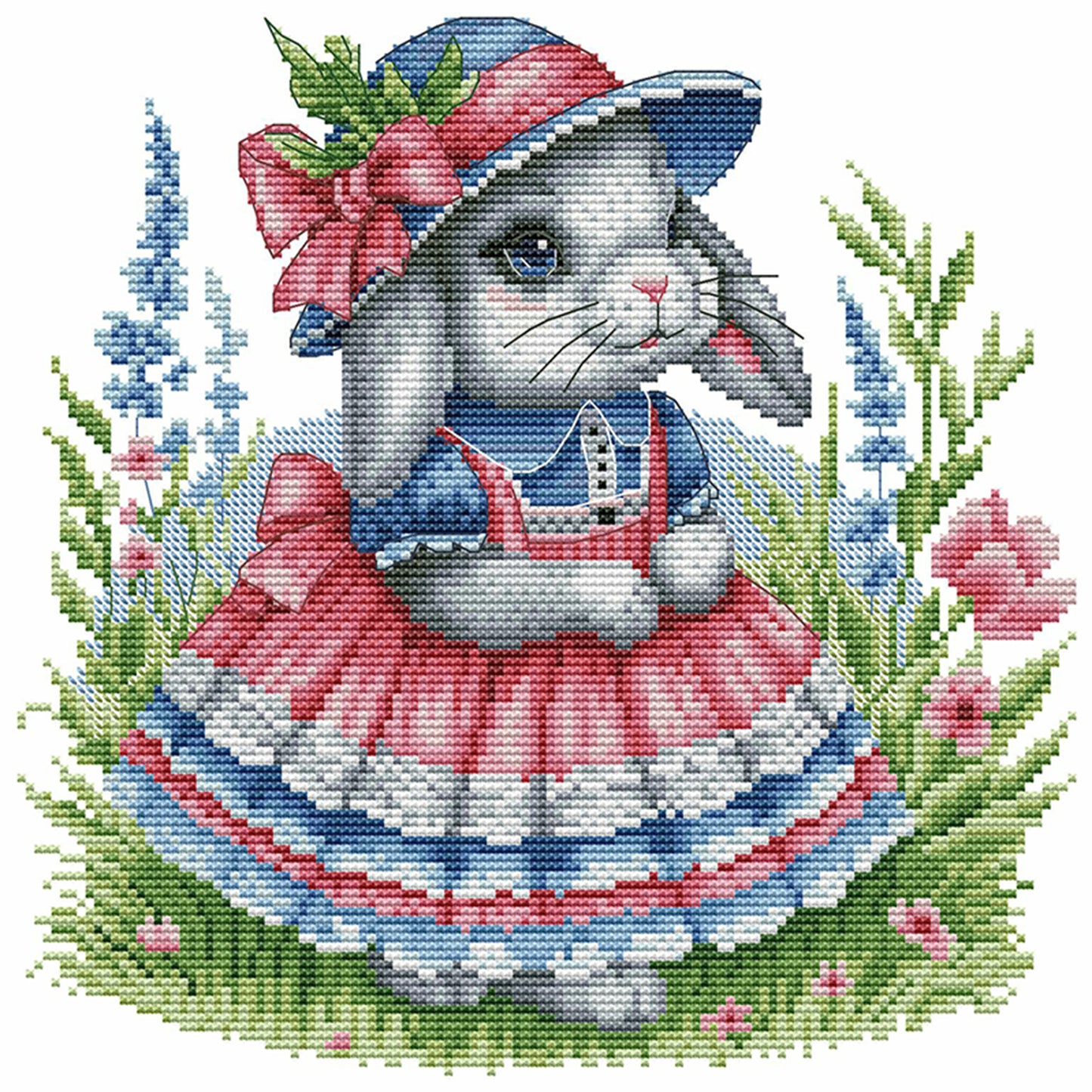 Lolita Bunny - Partial 14CT Stamped Cross Stitch 30x30CM - Joy Sunday Backstitch