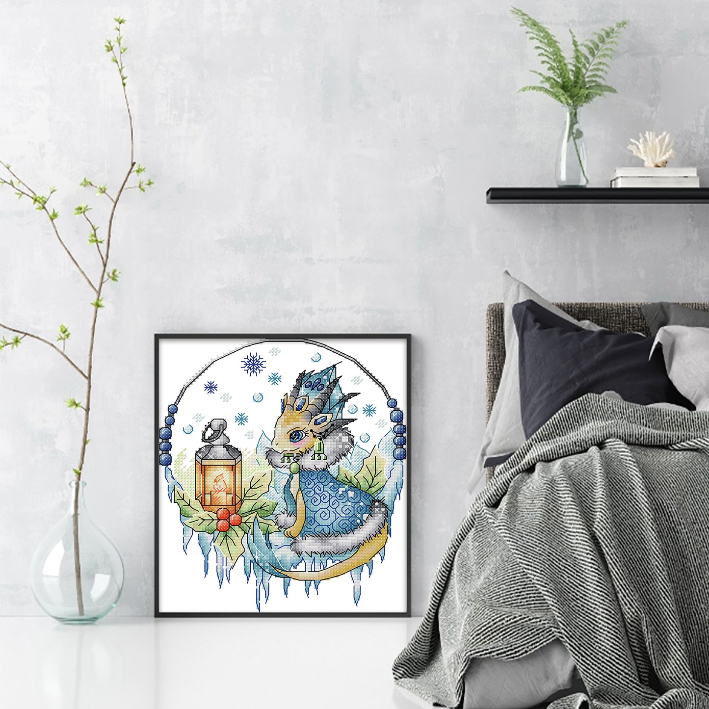 Dragon Clan Snow Maiden - Partial 14CT Stamped Cross Stitch 19x22CM - Joy Sunday Backstitch+Half Cross Stitch