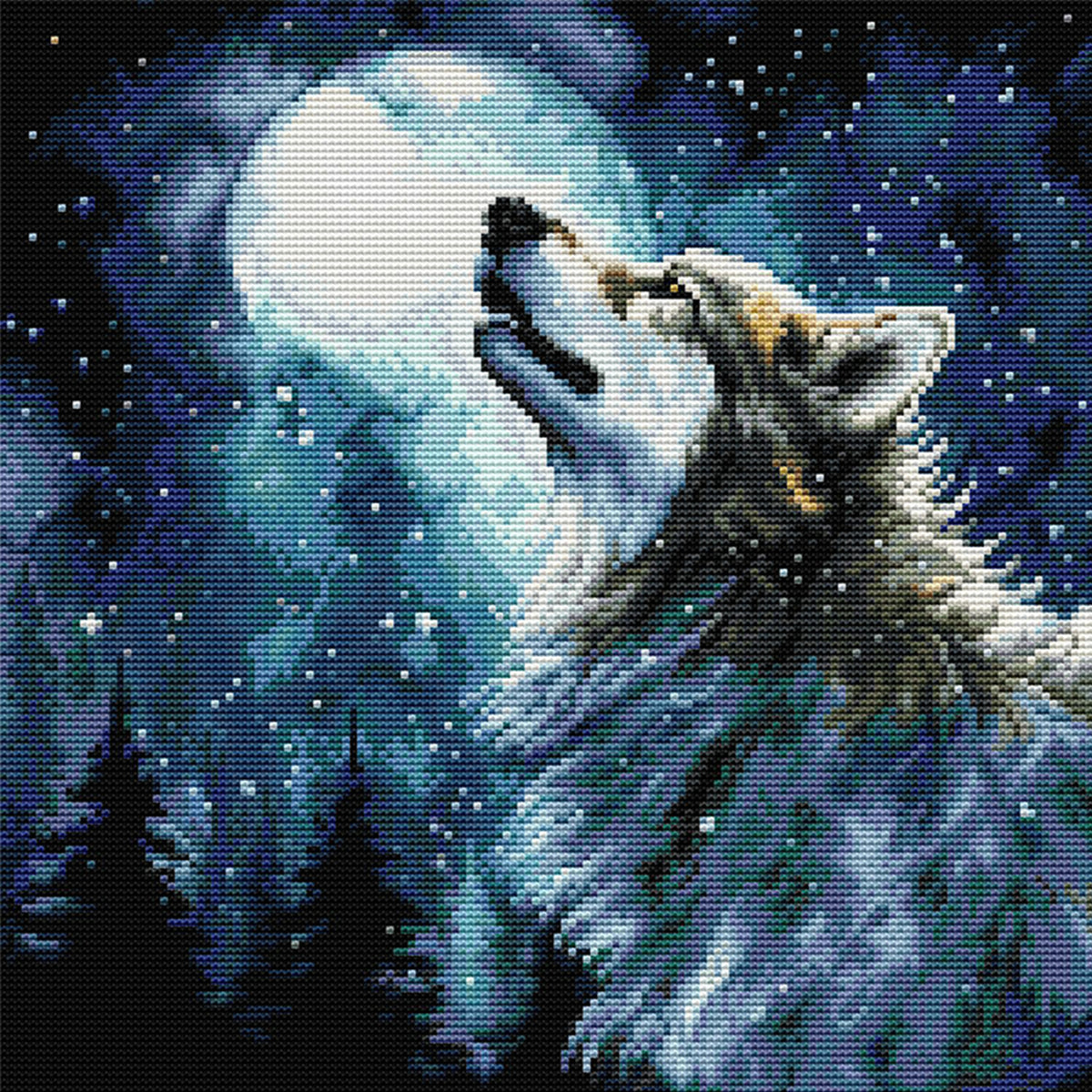 Wolf King On Snowy Night - Full 14CT Stamped Cross Stitch 34x34CM - Joy Sunday