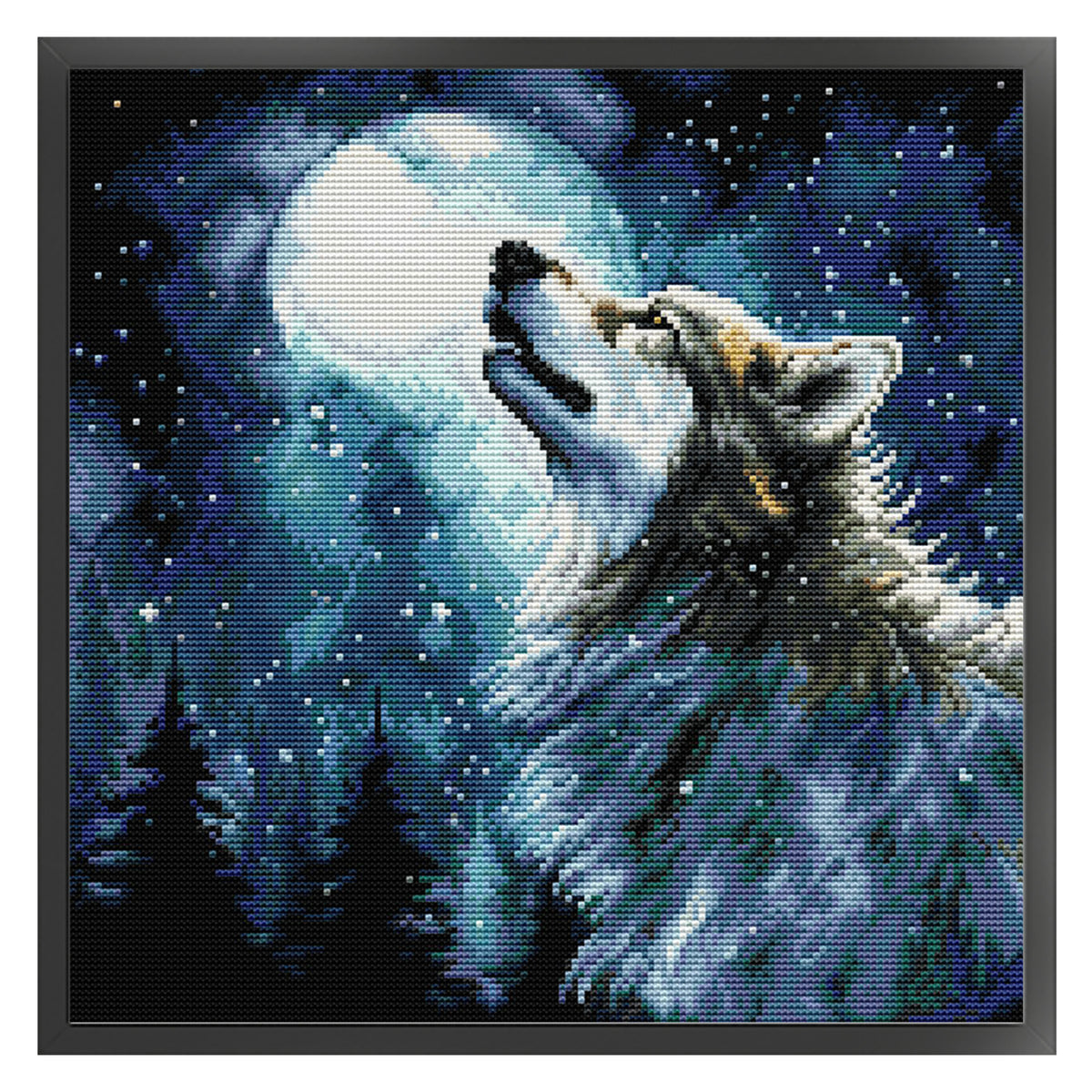 Wolf King On Snowy Night - Full 14CT Stamped Cross Stitch 34x34CM - Joy Sunday