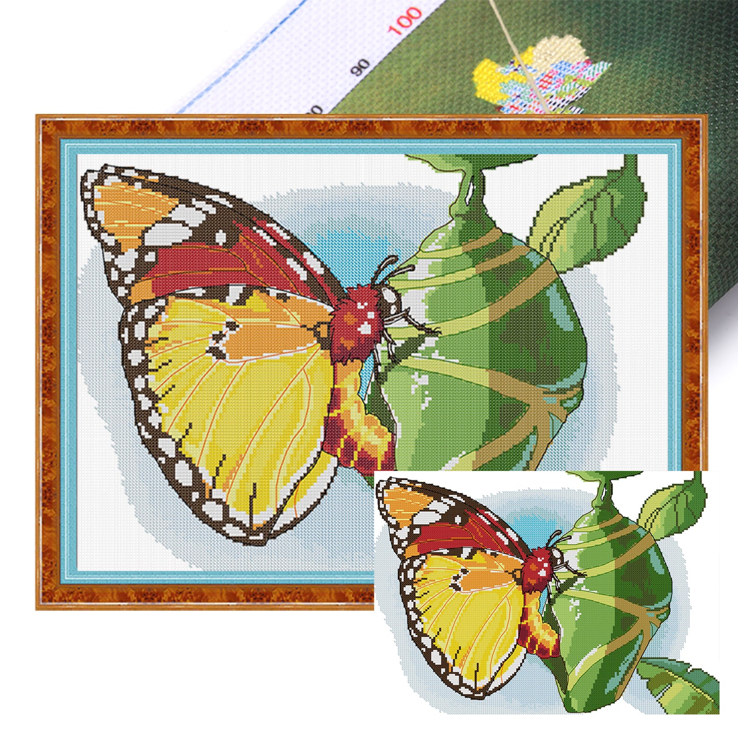 Breaking Cocoon Into Butterfly - Partial 14CT Stamped Cross Stitch 40x31CM - Joy Sunday Backstitch+Half Cross Stitch