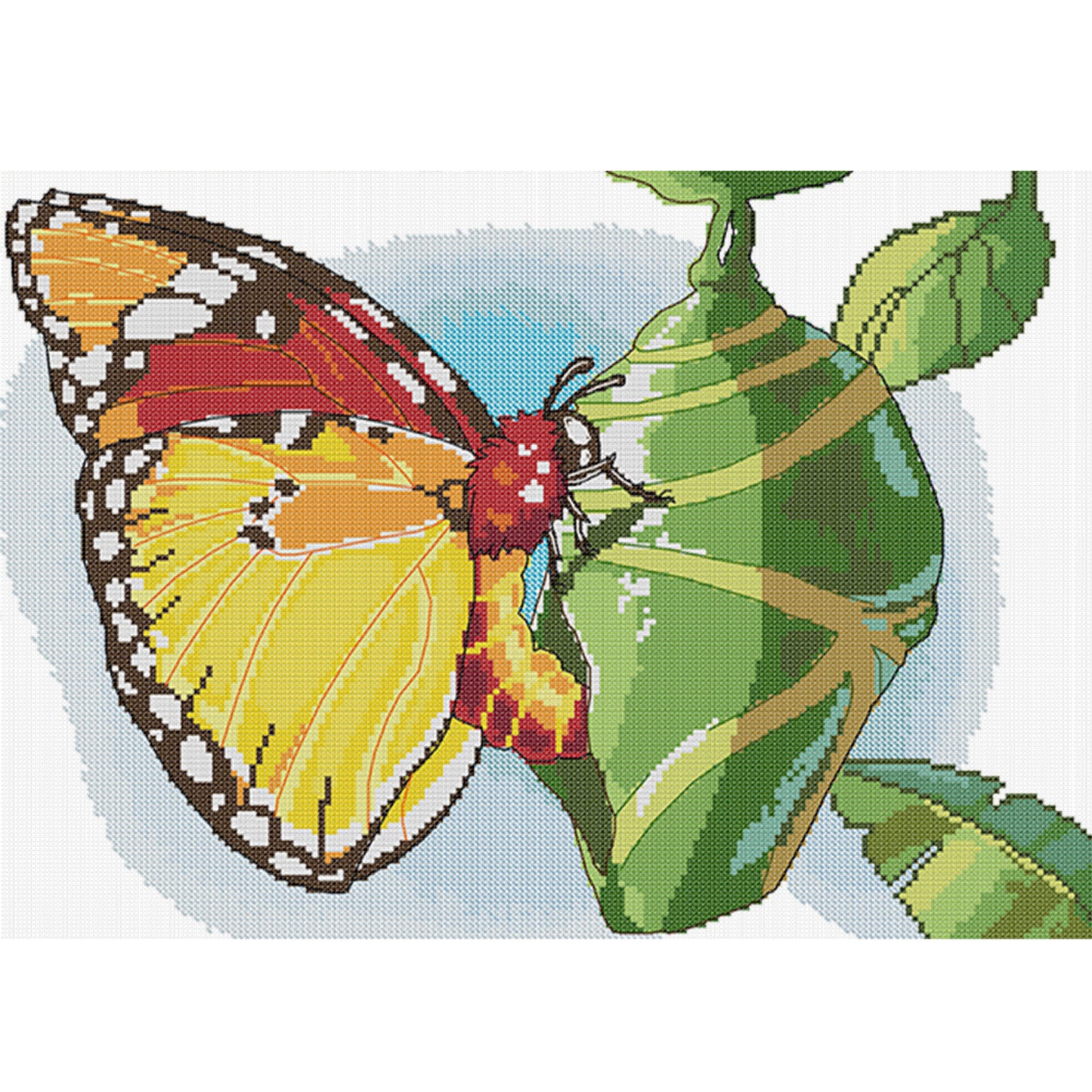 Breaking Cocoon Into Butterfly - Partial 14CT Stamped Cross Stitch 40x31CM - Joy Sunday Backstitch+Half Cross Stitch