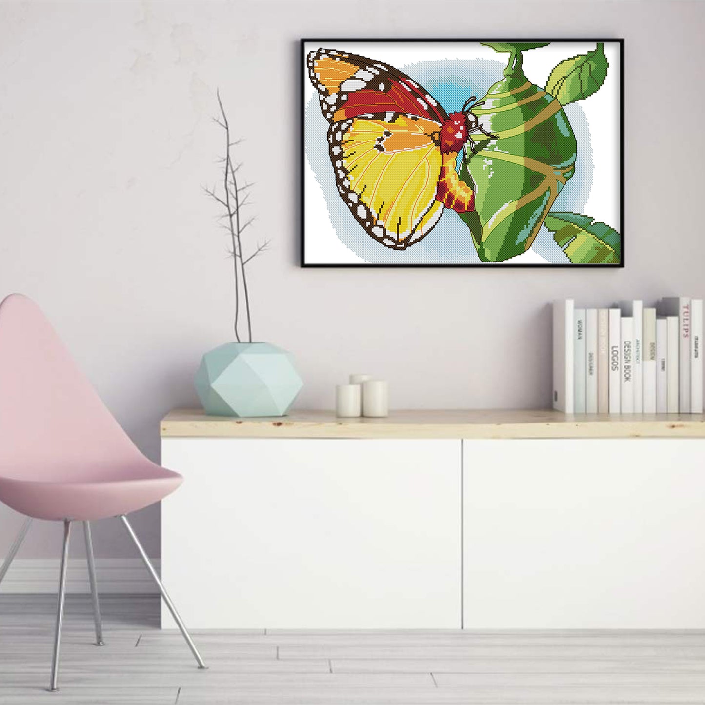 Breaking Cocoon Into Butterfly - Partial 14CT Stamped Cross Stitch 40x31CM - Joy Sunday Backstitch+Half Cross Stitch