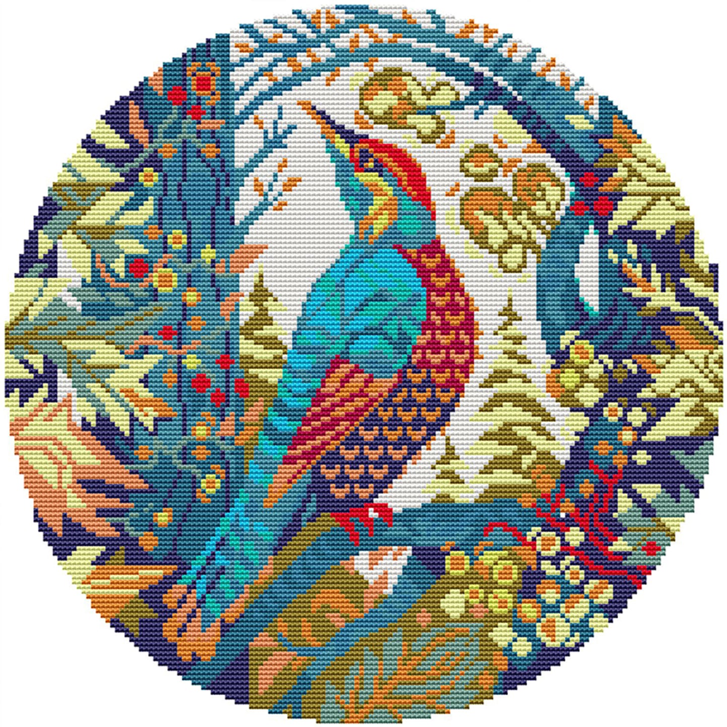 Woodpecker - Partial 14CT Stamped Cross Stitch 35x35CM - Joy Sunday