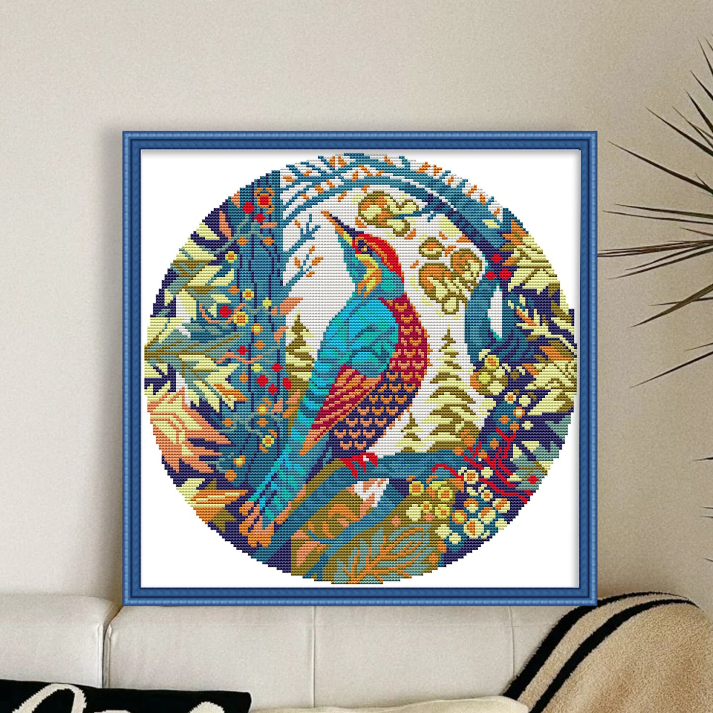 Woodpecker - Partial 14CT Stamped Cross Stitch 35x35CM - Joy Sunday