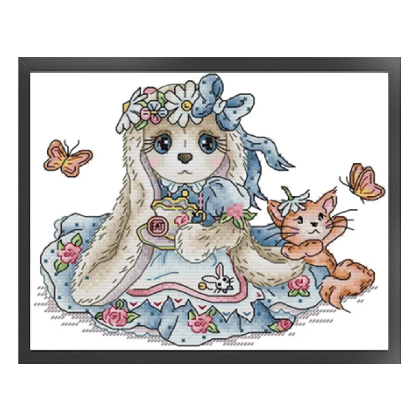Long-Eared Bunny - Partial 14CT Stamped Cross Stitch 26x20CM - Joy Sunday Backstitch+Half Cross Stitch