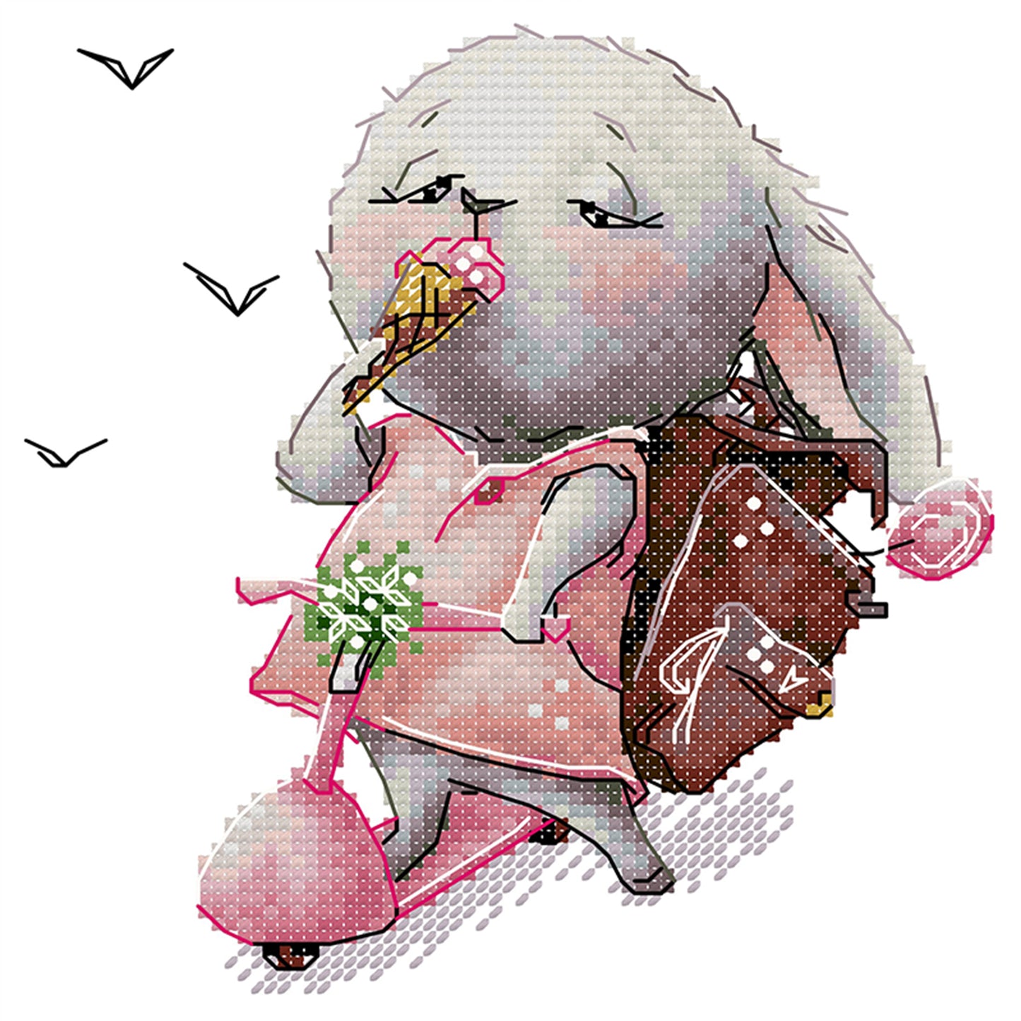 Skateboarding Bunny - Partial 14CT Stamped Cross Stitch 19x19CM - Joy Sunday