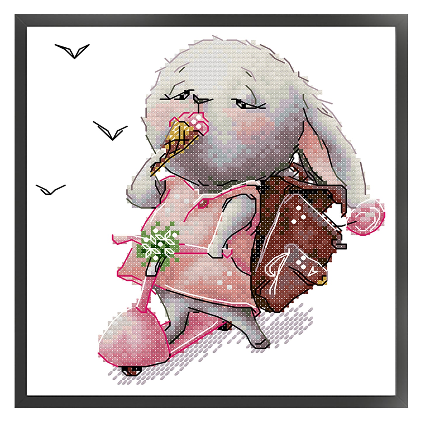 Skateboarding Bunny - Partial 14CT Stamped Cross Stitch 19x19CM - Joy Sunday