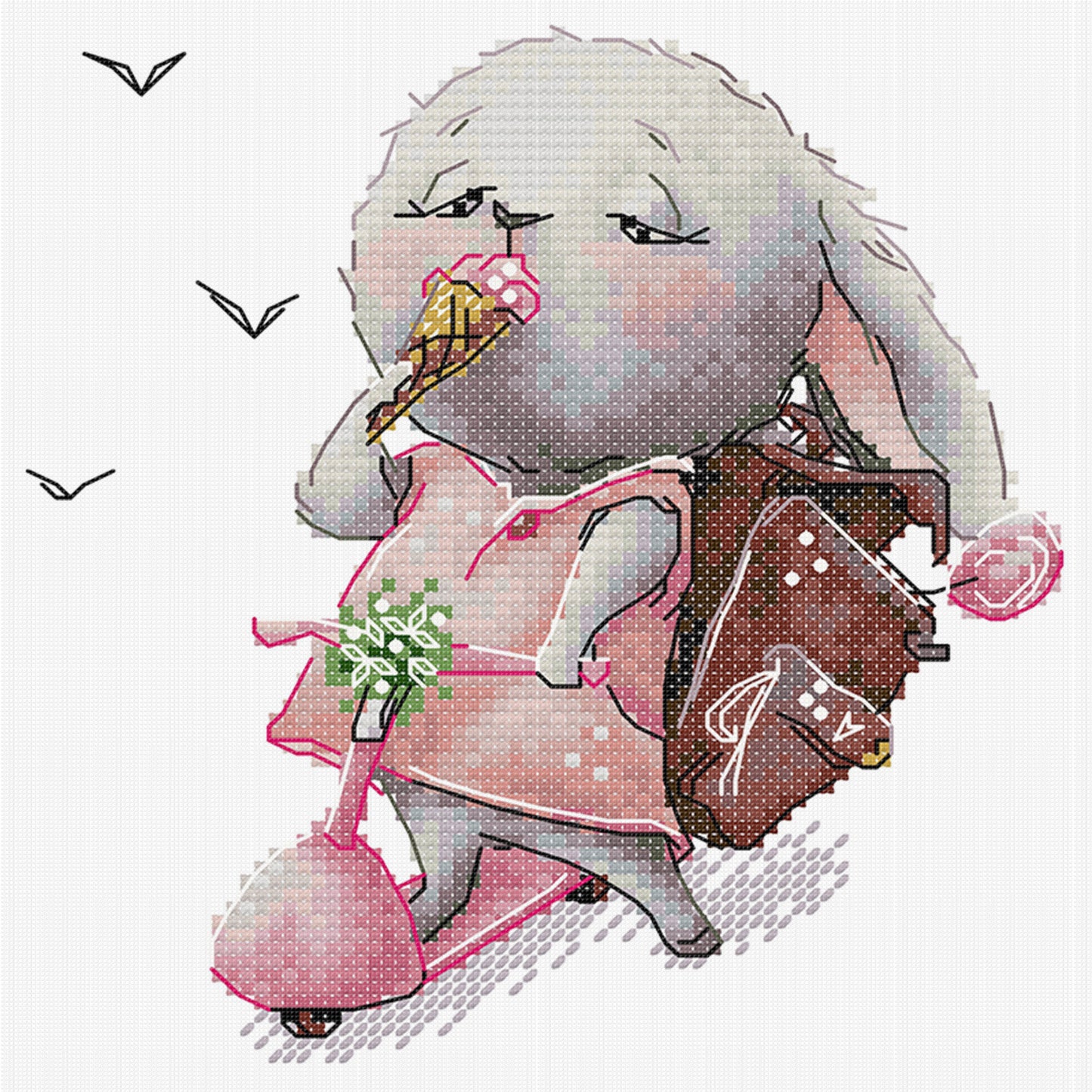 Skateboarding Bunny - Partial 14CT Stamped Cross Stitch 19x19CM - Joy Sunday