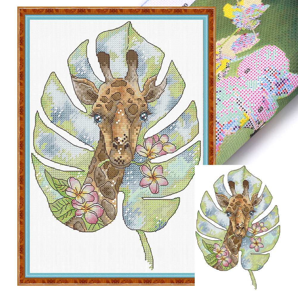 Giraffe - Partial 14CT Stamped Cross Stitch 21x30CM - Joy Sunday Backstitch+Half Cross Stitch