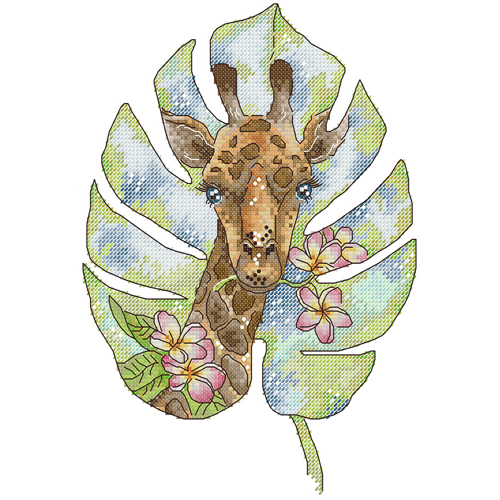 Giraffe - Partial 14CT Stamped Cross Stitch 21x30CM - Joy Sunday Backstitch+Half Cross Stitch