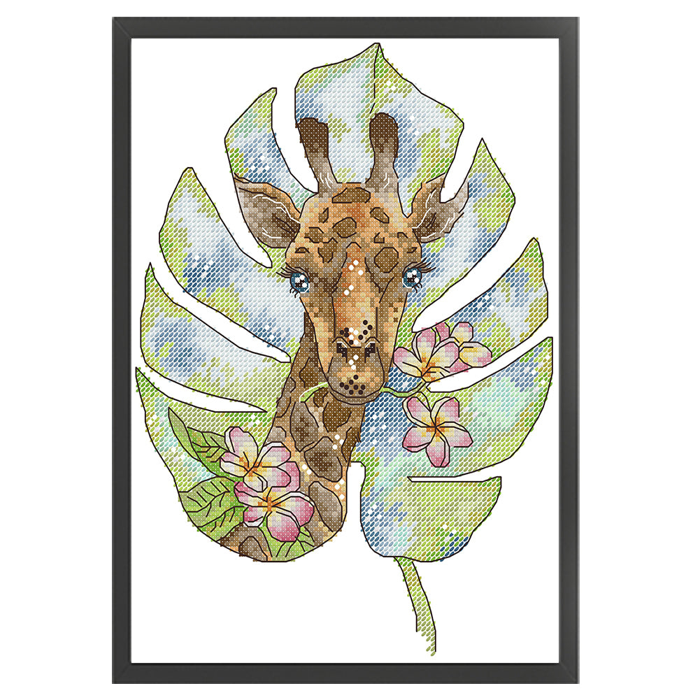 Giraffe - Partial 14CT Stamped Cross Stitch 21x30CM - Joy Sunday Backstitch+Half Cross Stitch