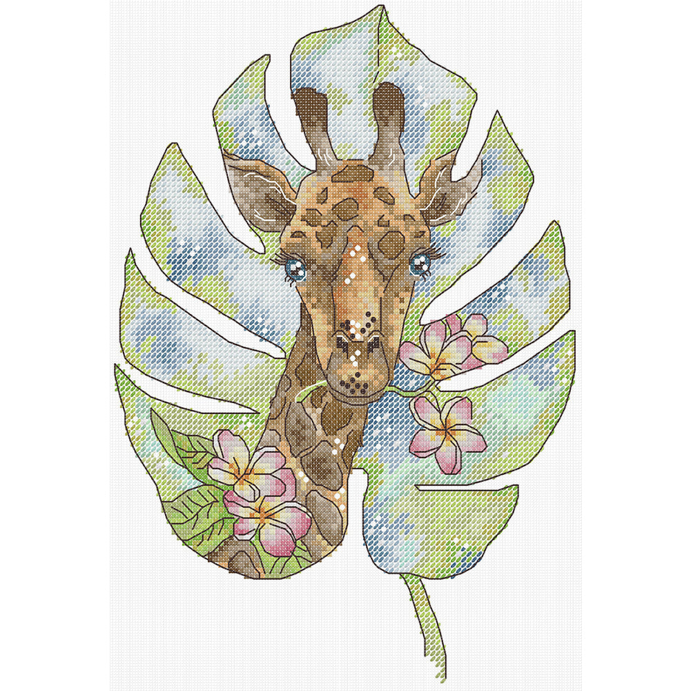Giraffe - Partial 14CT Stamped Cross Stitch 21x30CM - Joy Sunday Backstitch+Half Cross Stitch