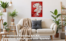 Load image into Gallery viewer, DIY Pearl Painting Kit 30x40CM Fighting Fish Framed Handmade Pearl Material Art Set Room Wall Decoration
