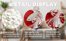 Load image into Gallery viewer, DIY Pearl Painting Kit 30x40CM Fighting Fish Framed Handmade Pearl Material Art Set Room Wall Decoration
