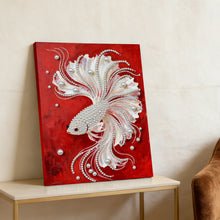 Load image into Gallery viewer, DIY Pearl Painting Kit 30x40CM Fighting Fish Framed Handmade Pearl Material Art Set Room Wall Decoration
