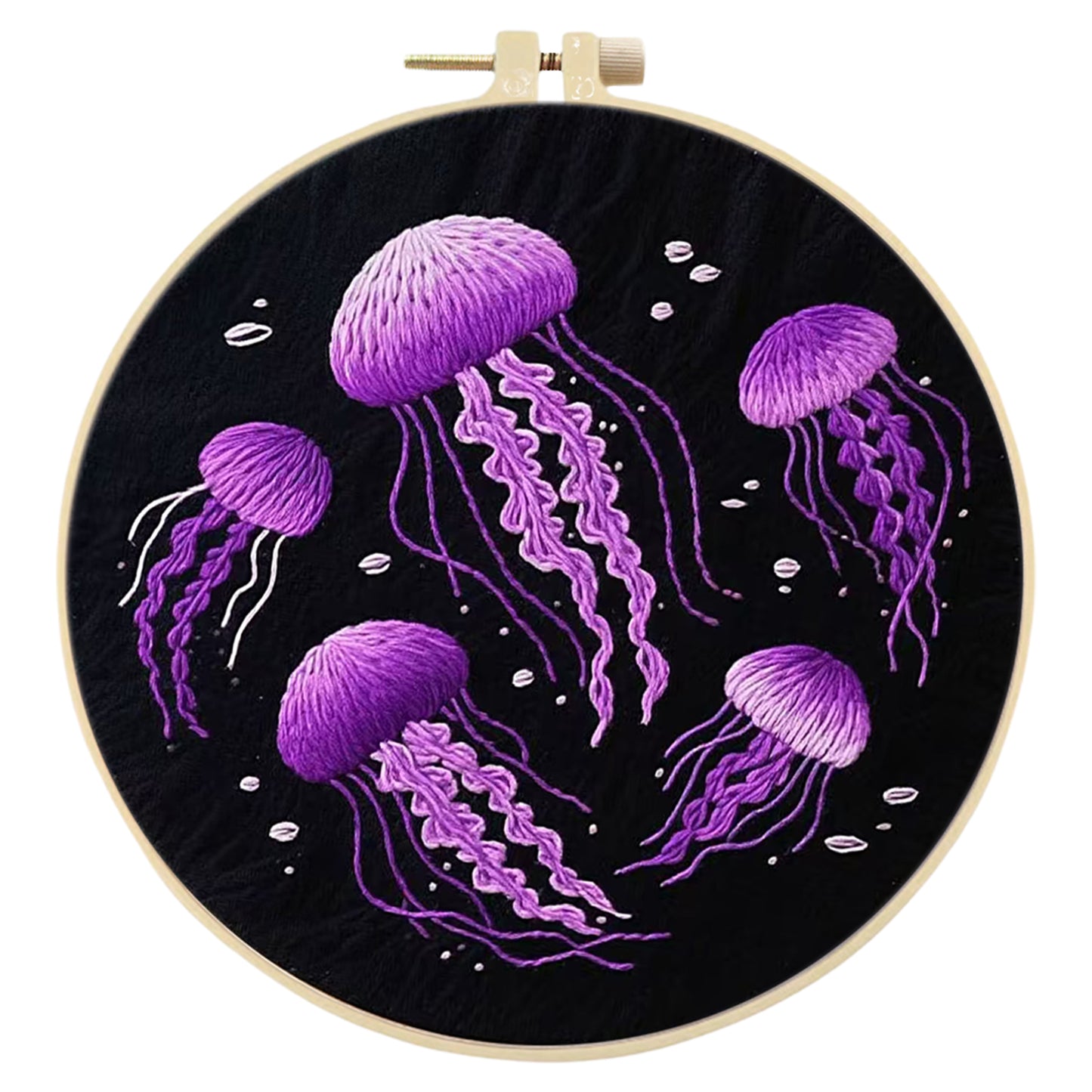 Jellyfish - DIY Embroidery Cross Stitch Kit with Pattern Cotton Threads Needles Hoop 30x30CM/11.81x11.81in