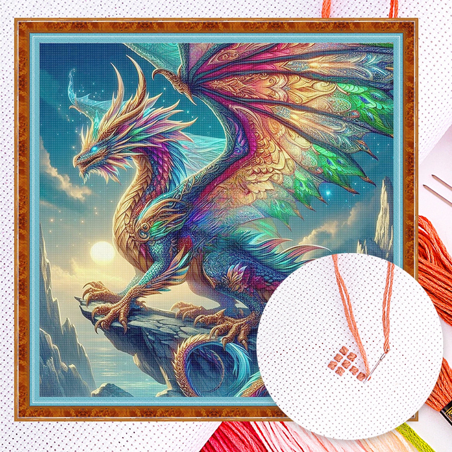 Dragon - Full 11CT Counted Cross Stitch 40x40CM - Yishu