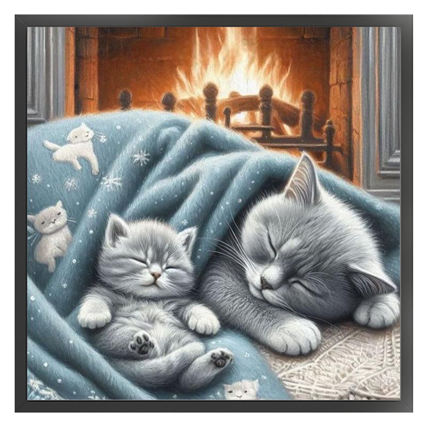 Sleeping Cat - Full 11CT Stamped Cross Stitch 45x45CM - Huacan