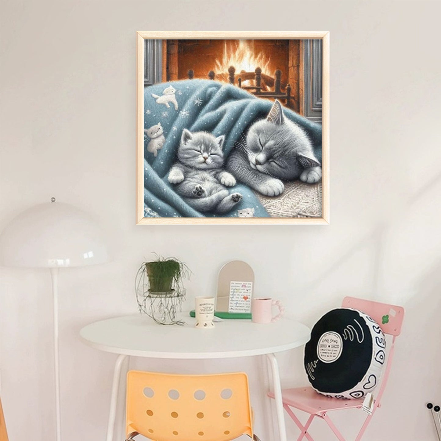 Sleeping Cat - Full 11CT Stamped Cross Stitch 45x45CM - Huacan