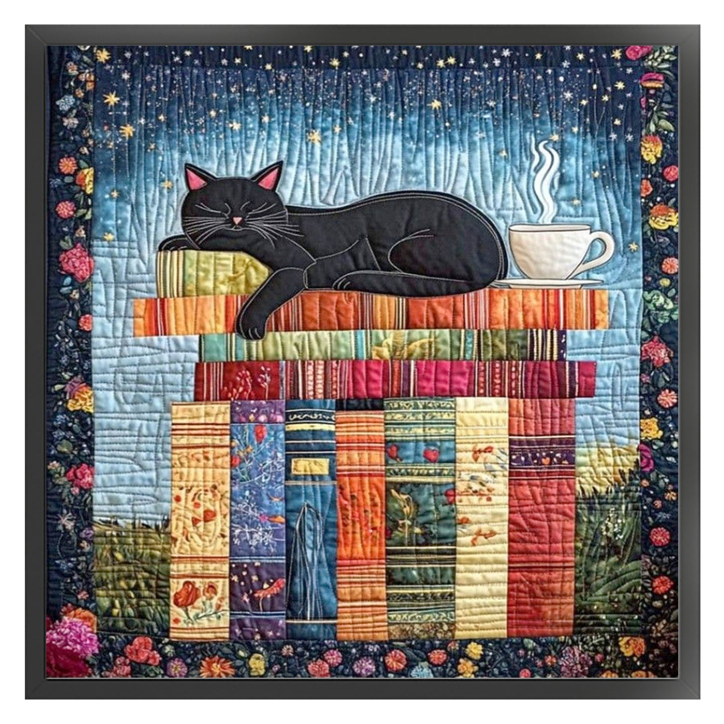 Sleeping Cat On Book - Full 11CT Stamped Cross Stitch 45x45CM - Huacan