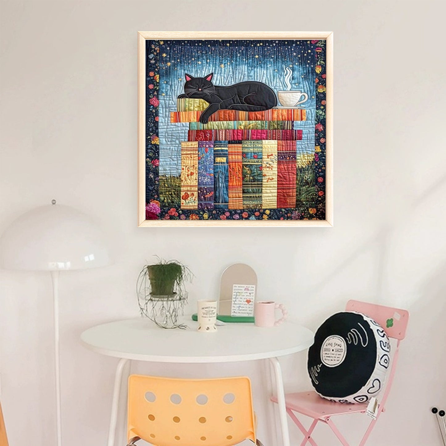 Sleeping Cat On Book - Full 11CT Stamped Cross Stitch 45x45CM - Huacan