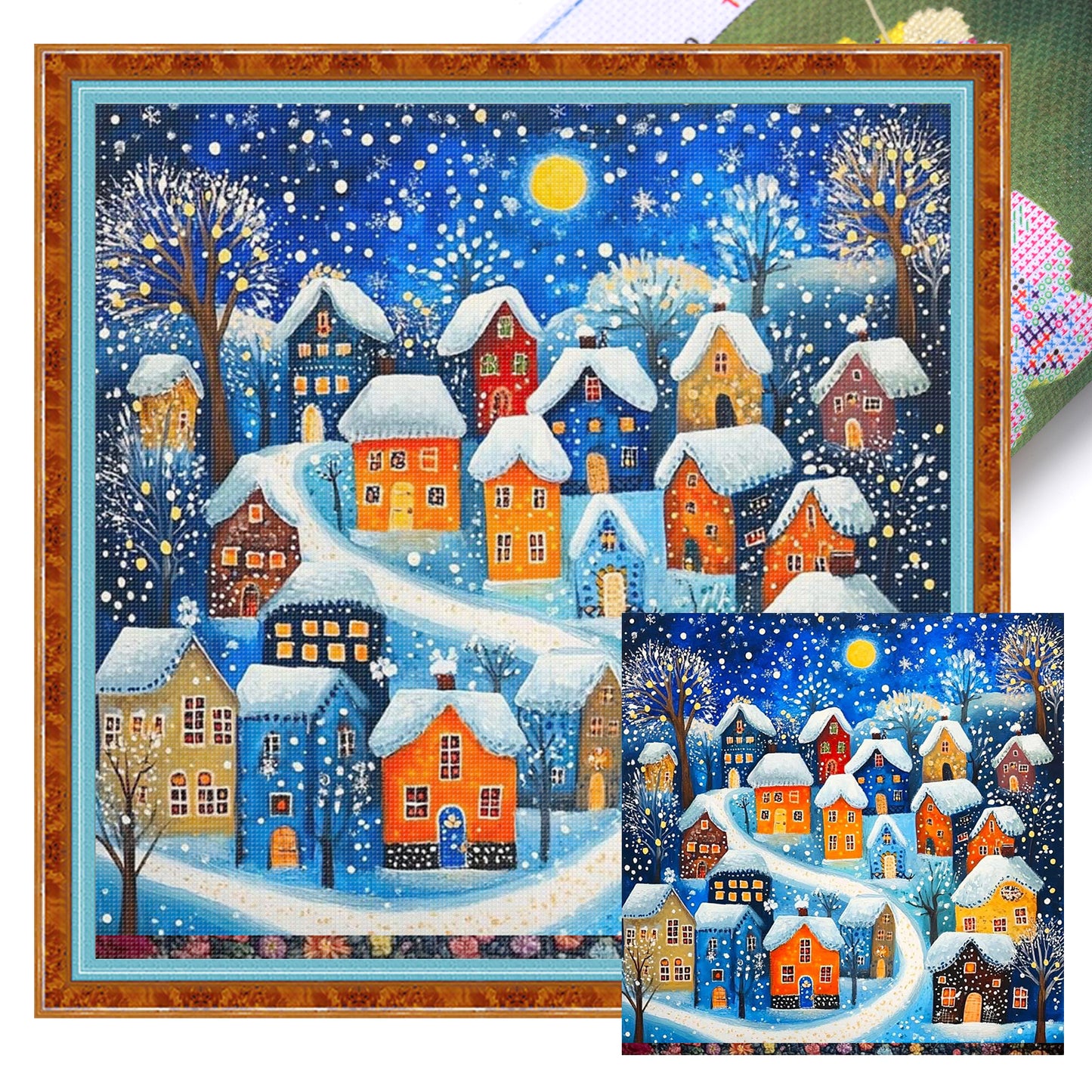 Colorful Hut - Full 11CT Stamped Cross Stitch 45x45CM - Huacan