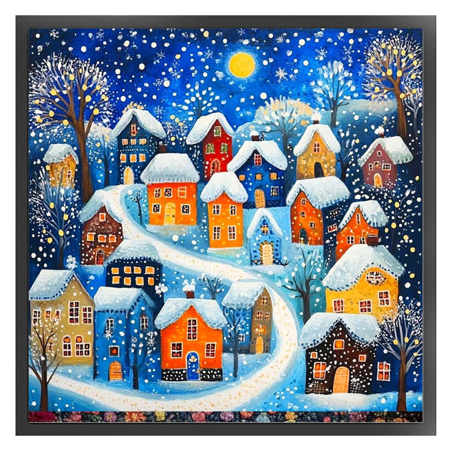 Colorful Hut - Full 11CT Stamped Cross Stitch 45x45CM - Huacan