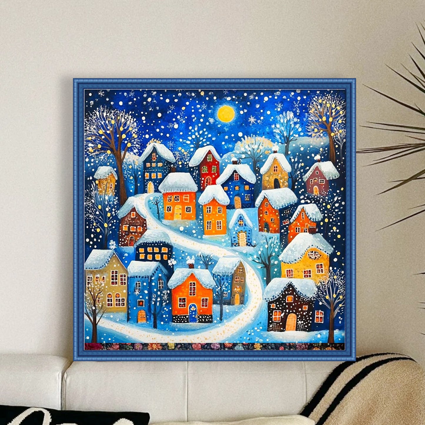 Colorful Hut - Full 11CT Stamped Cross Stitch 45x45CM - Huacan