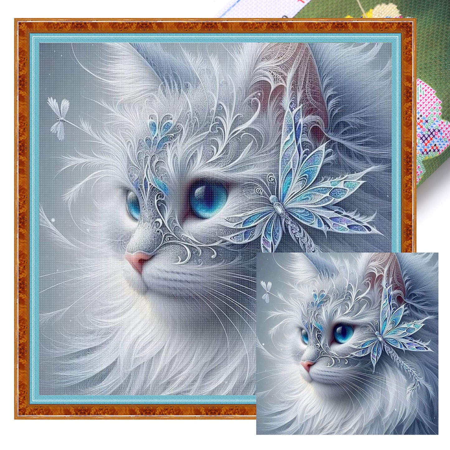 Cat - Full 11CT Stamped Cross Stitch 45x45CM - Huacan
