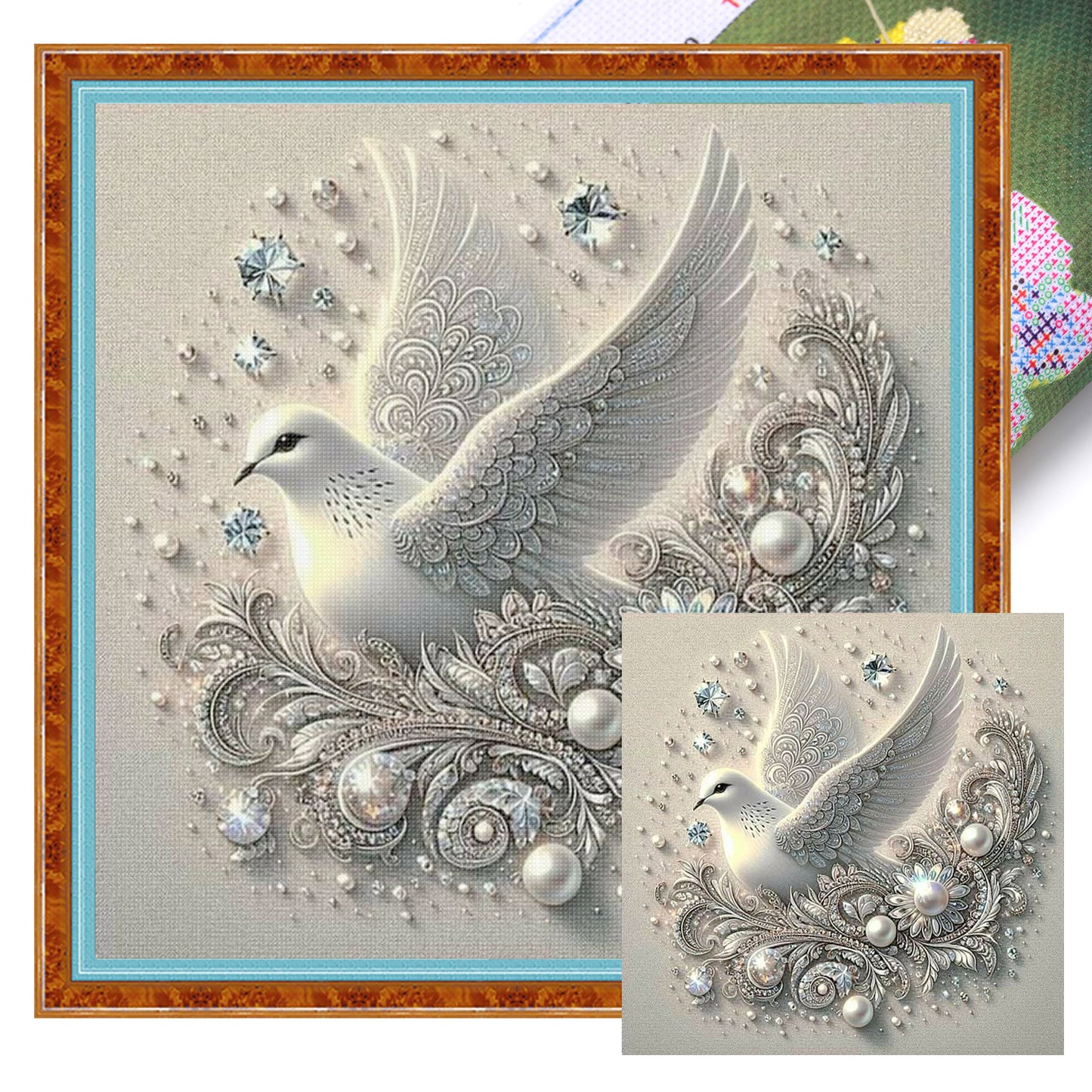 White Dove - Full 11CT Stamped Cross Stitch 45x45CM - Huacan