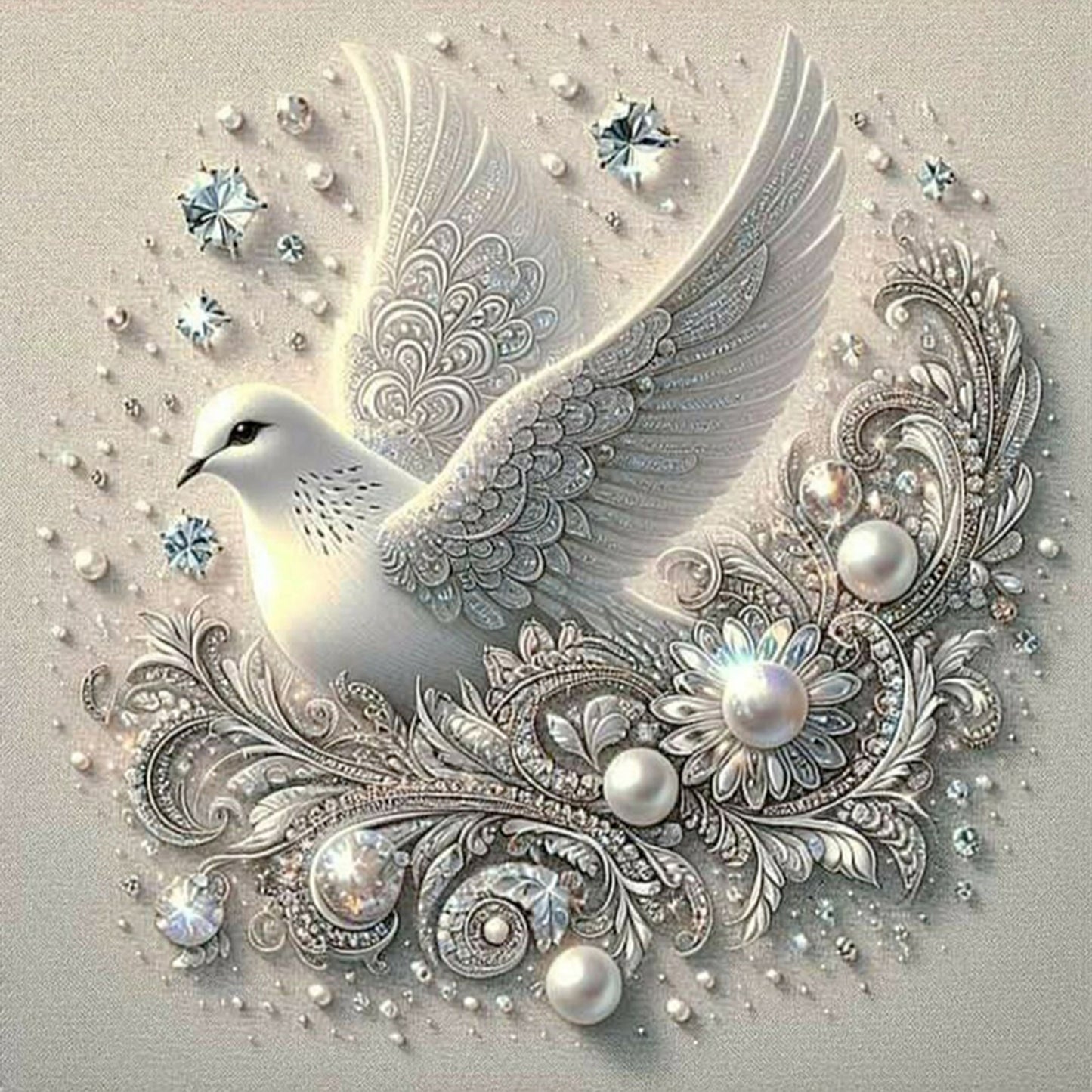 White Dove - Full 11CT Stamped Cross Stitch 45x45CM - Huacan