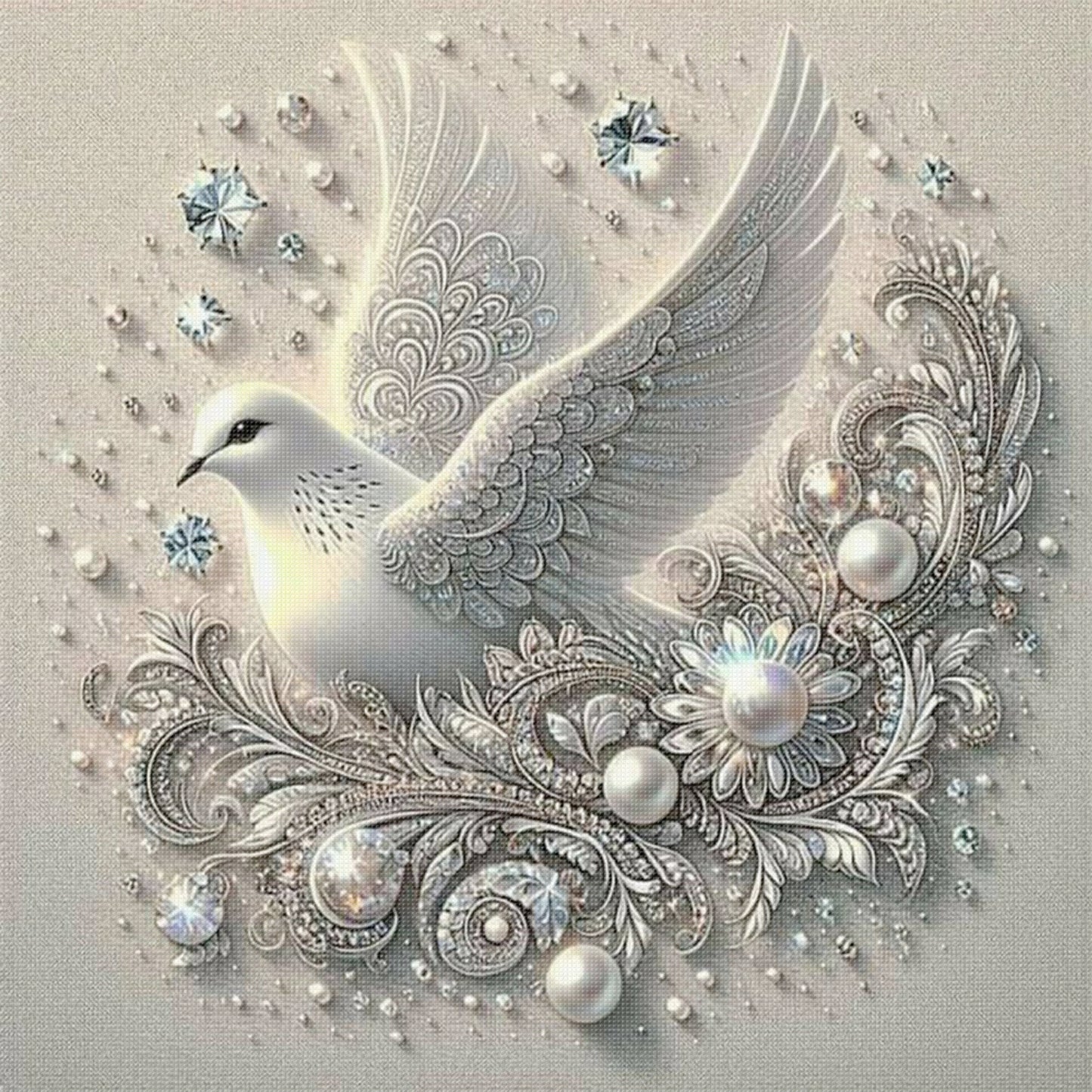 White Dove - Full 11CT Stamped Cross Stitch 45x45CM - Huacan